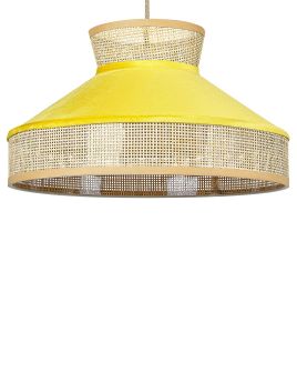 Rattan Pendant Lamp Yellow and Natural BATALI