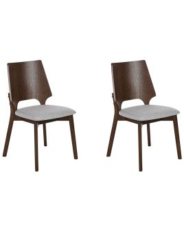 Set of 2 Dining Chairs Dark Wood and Grey ABEE