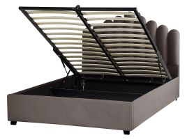 Velvet EU Double Size Ottoman Bed Taupe VINCENNES
