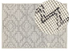 Wool Area Rug 140x200cm Beige and Black