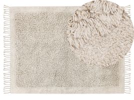 Cotton Shaggy Area Rug 140x200cm Light Beige