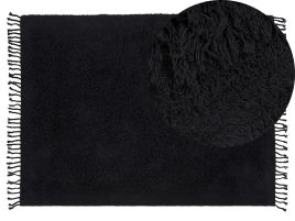 Cotton Shaggy Area Rug 140x200cm Black