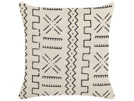 Cotton Cushion Geometric Pattern 45x45cm White and Black