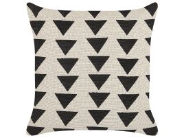 Cotton Cushion Triangle Pattern 45x45cm Beige and Black