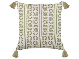 Cotton Cushion Geometric Pattern 45x45cm Green and White