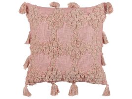 Tufted Cotton Cushion with Tassels 45x45cm Pink