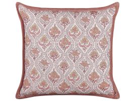 Cotton Cushion Flower Pattern 45x45cm Red and White