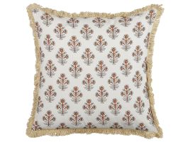 Cotton Cushion Flower Pattern 45x45cm White