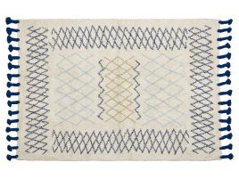 Cotton Area Rug 140x200cm Beige and Blue