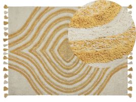 Cotton Area Rug 140x200cm Beige and Yellow