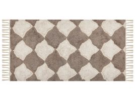 Cotton Area Rug 80x150cm Brown and Beige