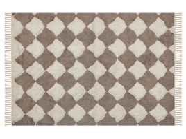 Cotton Area Rug 140x200cm Brown and Beige