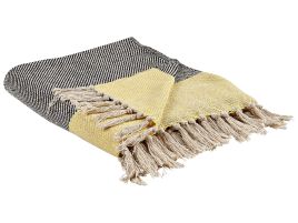 Cotton Blanket 125 x 150 cm Grey and Yellow LAPU