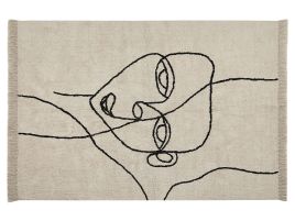 Cotton Area Rug 140x200cm Beige and Black