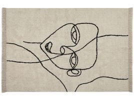 Cotton Area Rug 160x230cm Beige and Black