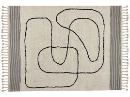 Cotton Area Rug 160x230cm Beige and Black