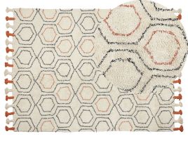 Cotton Area Rug 140x200cm Beige and Orange