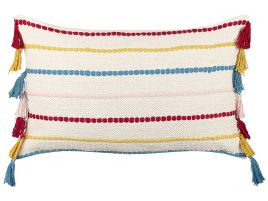Cotton Cushion Striped Pattern with Tassels 40x60cm Multicolour