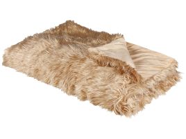 Faux Fur Bedspread 150 x 200 cm Light Brown DELICE