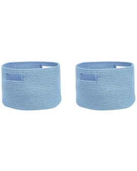 Set of 2 Cotton Baskets Blue