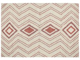Cotton Area Rug 160x230cm Beige and Pink