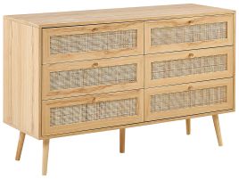 PADOVA Oak Finish Rattan Chest of Drawers - Large-sized, 6 Drawers