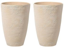 Set of 2 Plant Pots 43 x 43 x 60 cm Beige CAMIA