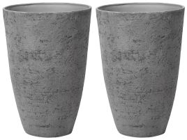 Set of 2 Plant Pots 51 x 51 x 71 cm Grey CAMIA