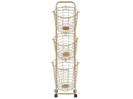 3 Tier Metal Wire Basket Stand Gold