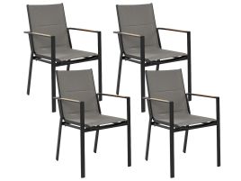 Set of 4 Garden Chairs Black BUSSETO