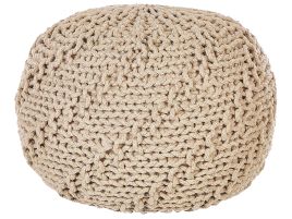 Cotton Knitted Pouffe 50 x 35 cm Beige PRIENE