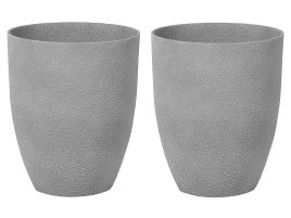Set of 2 Plant Pots 35x35x42 cm Grey CROTON