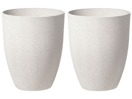 Set of 2 Plant Pots 43 x 43 x 52 cm Off-White CROTON