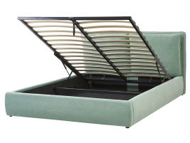 Velvet EU King Size Ottoman Bed Green BAJONNA