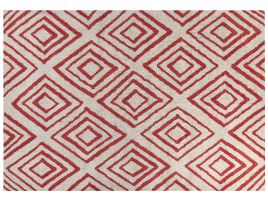 Shaggy Cotton Area Rug 160x230cm Off - White and Red