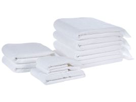 Set of 9 Cotton Terry Towels White ATIU
