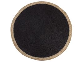 Round Jute Area Rug 120cm Black