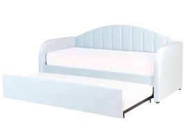 Velvet EU Single Trundle Bed Light Blue EYBURIE