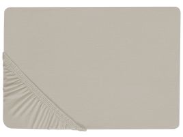 Cotton Fitted Sheet 180 x 200 cm Taupe JANBU