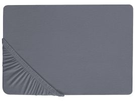 Cotton Fitted Sheet 160 x 200 cm Dark Grey JANBU