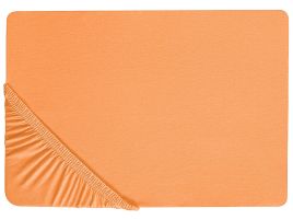 Cotton Fitted Sheet 160 x 200 cm Orange JANBU