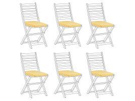 Set of 6 Outdoor Seat Pad Cushions Geometric Pattern Yellow TOLVE