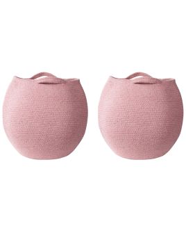 Set of 2 Cotton Baskets Pink