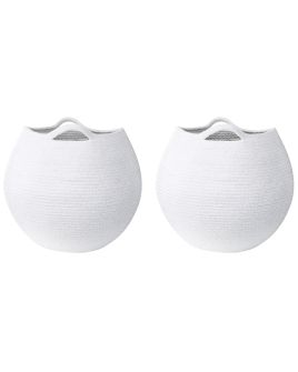 Set of 2 Cotton Baskets White