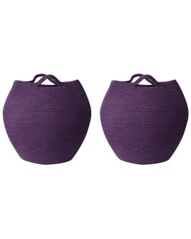 Set of 2 Cotton Baskets Violet