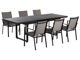 6 Seater Aluminium Garden Dining Set Black VALCANETTO/BUSSETO