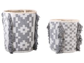 Set of 2 Cotton Baskets Off - White and Grey