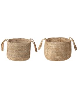 Set of 2 Jute Baskets Natural