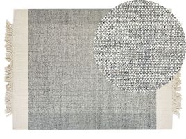 Wool Area Rug 140x200cm Grey and Off - White