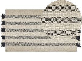 Wool Area Rug 80x150cm Off - White and Black